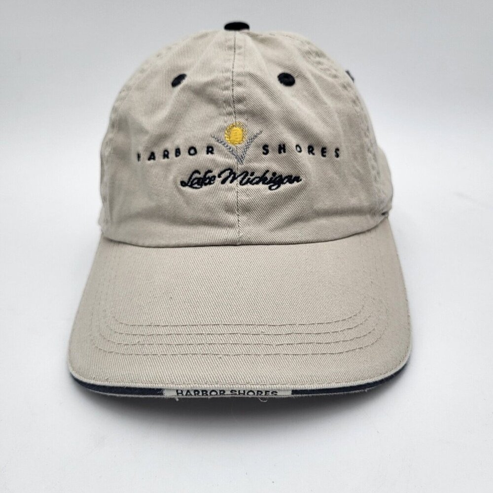 Harbor Shores Golf Lake Michigan Hat Cap Strapback Beige Jack Nicklaus Mens